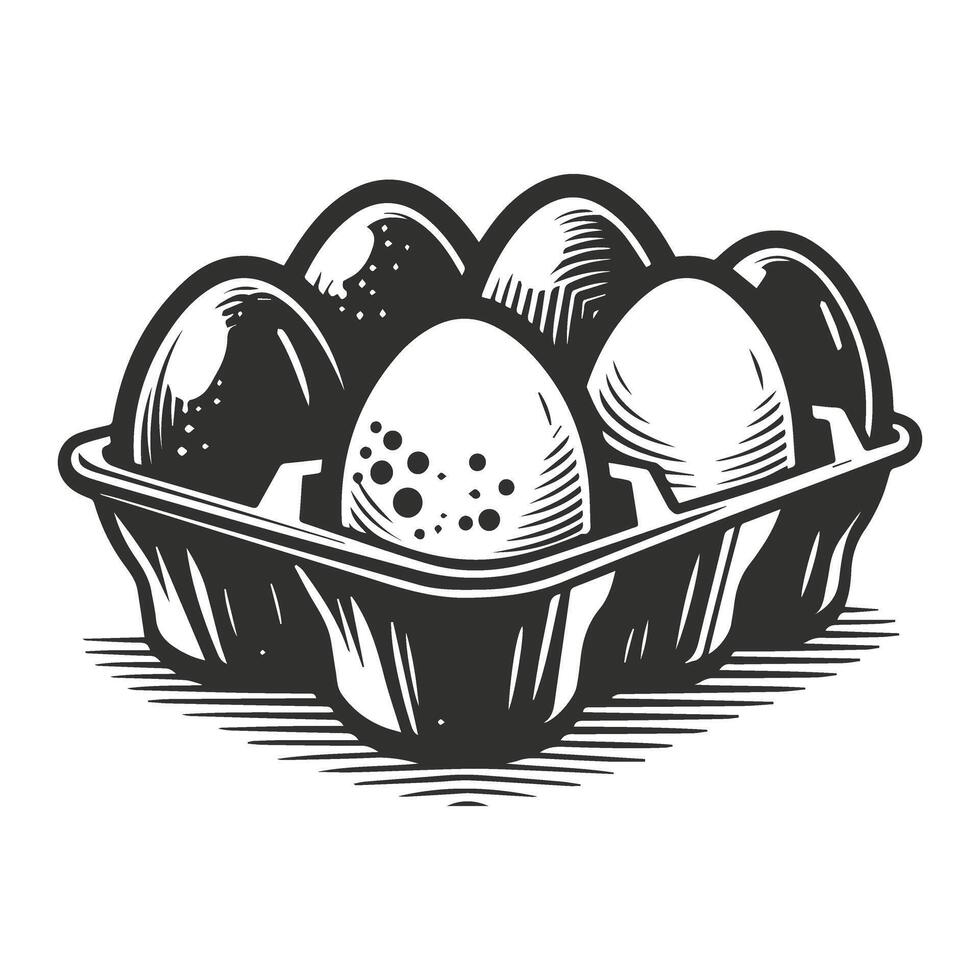 Egg Box Sketch In Hand Drawn Style vector