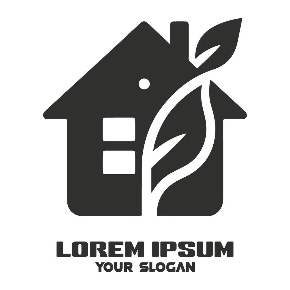 Clean and Simple Home Leaf Logo vector