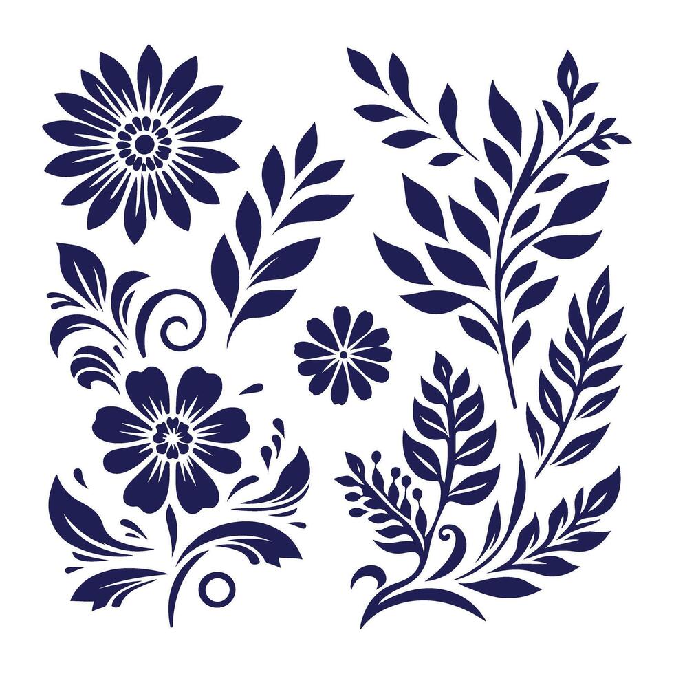 Hand Crafted Retro Baroque Flower Art vector