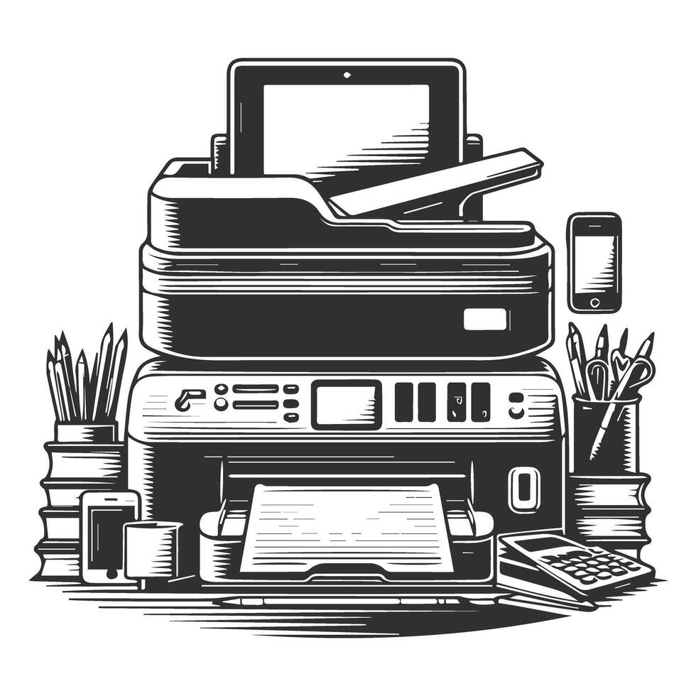 Isolated All in One Printer Design vector