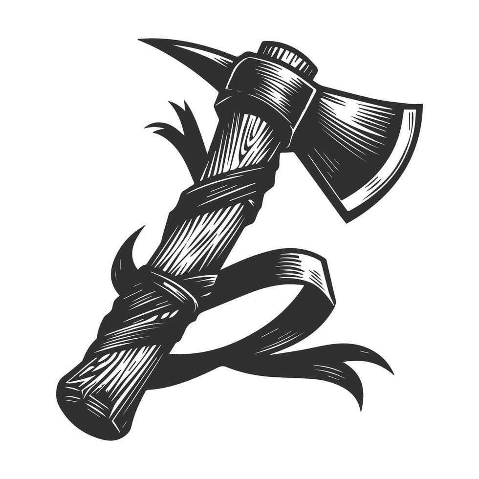 Powerful Fantasy Warrior Axe Illustration vector
