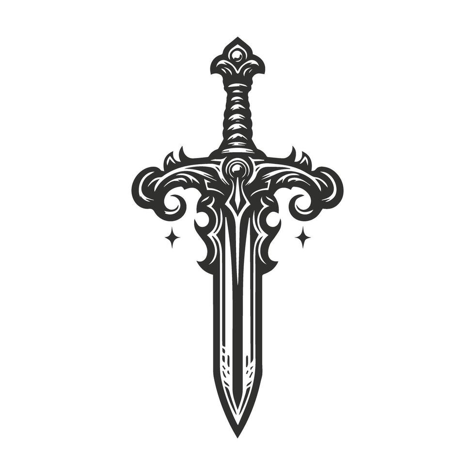 Elegant Fantasy Warrior Sword Illustration vector