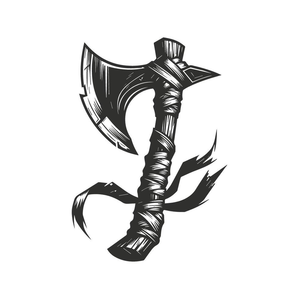 Epic Fantasy Warrior Axe Design vector