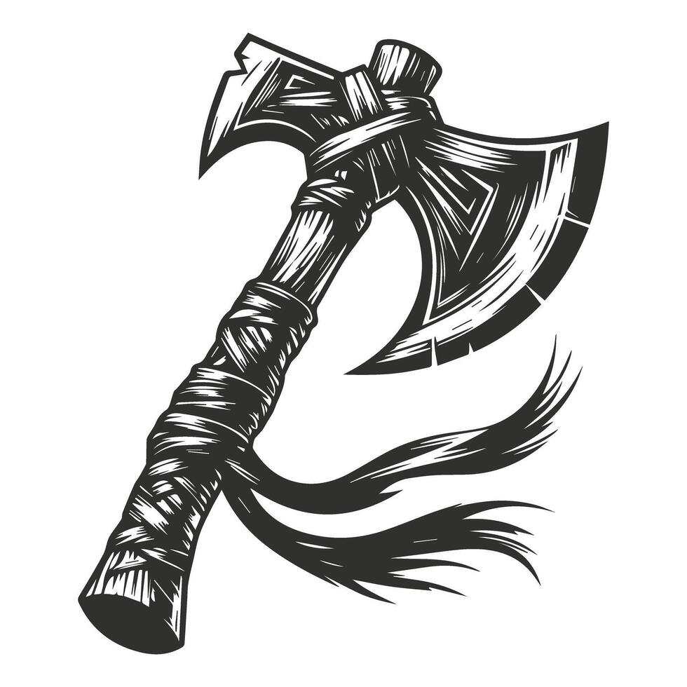 Fantasy Warrior Axe Creative Artwork vector