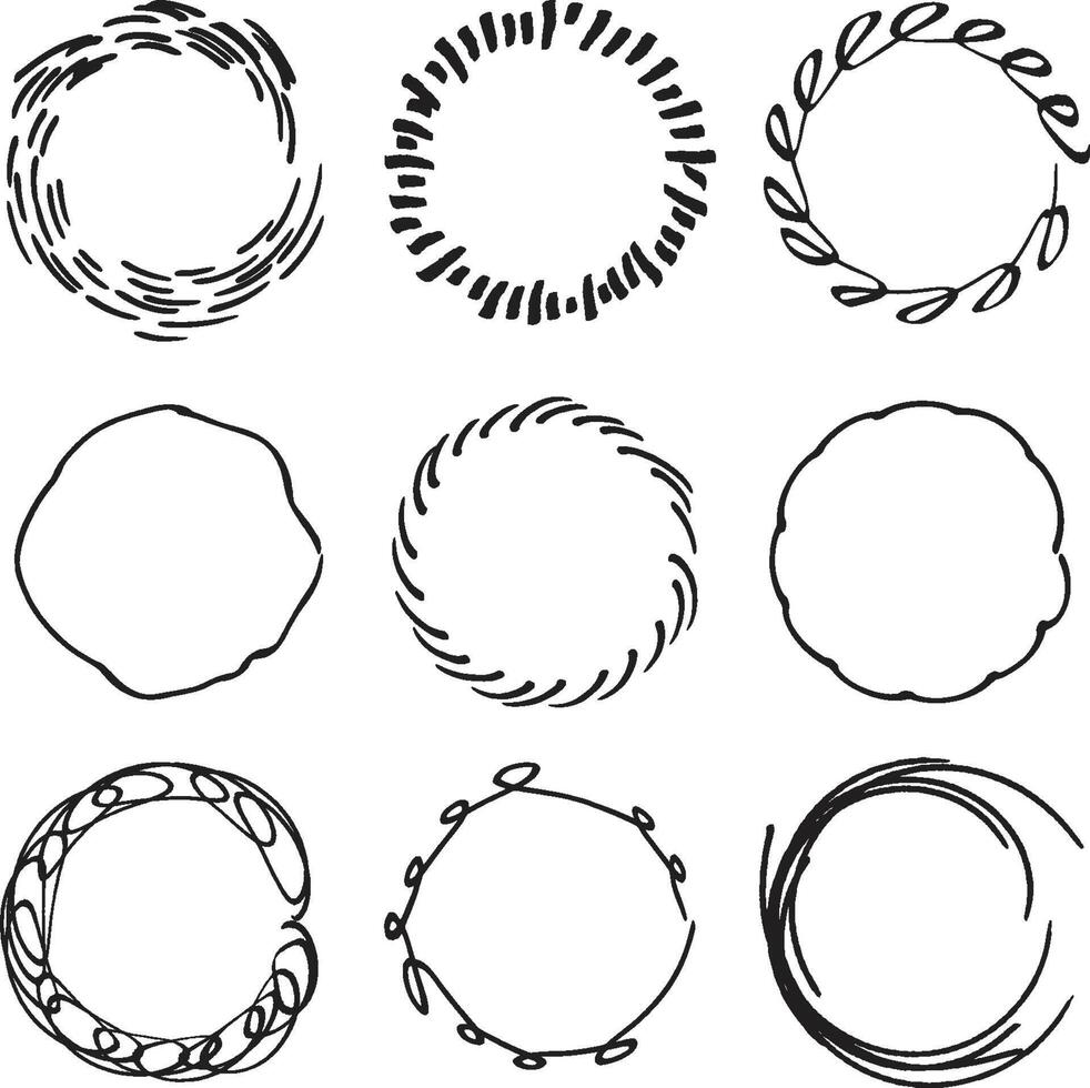 Hand Drawn Circles for Artistic Abstract Designs vector