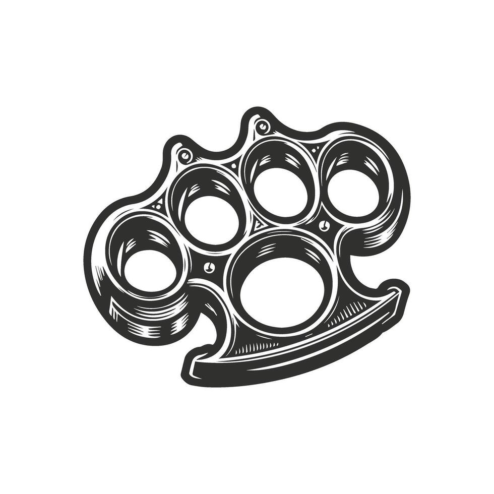 Classic Brass Knuckles Illustration Set vector