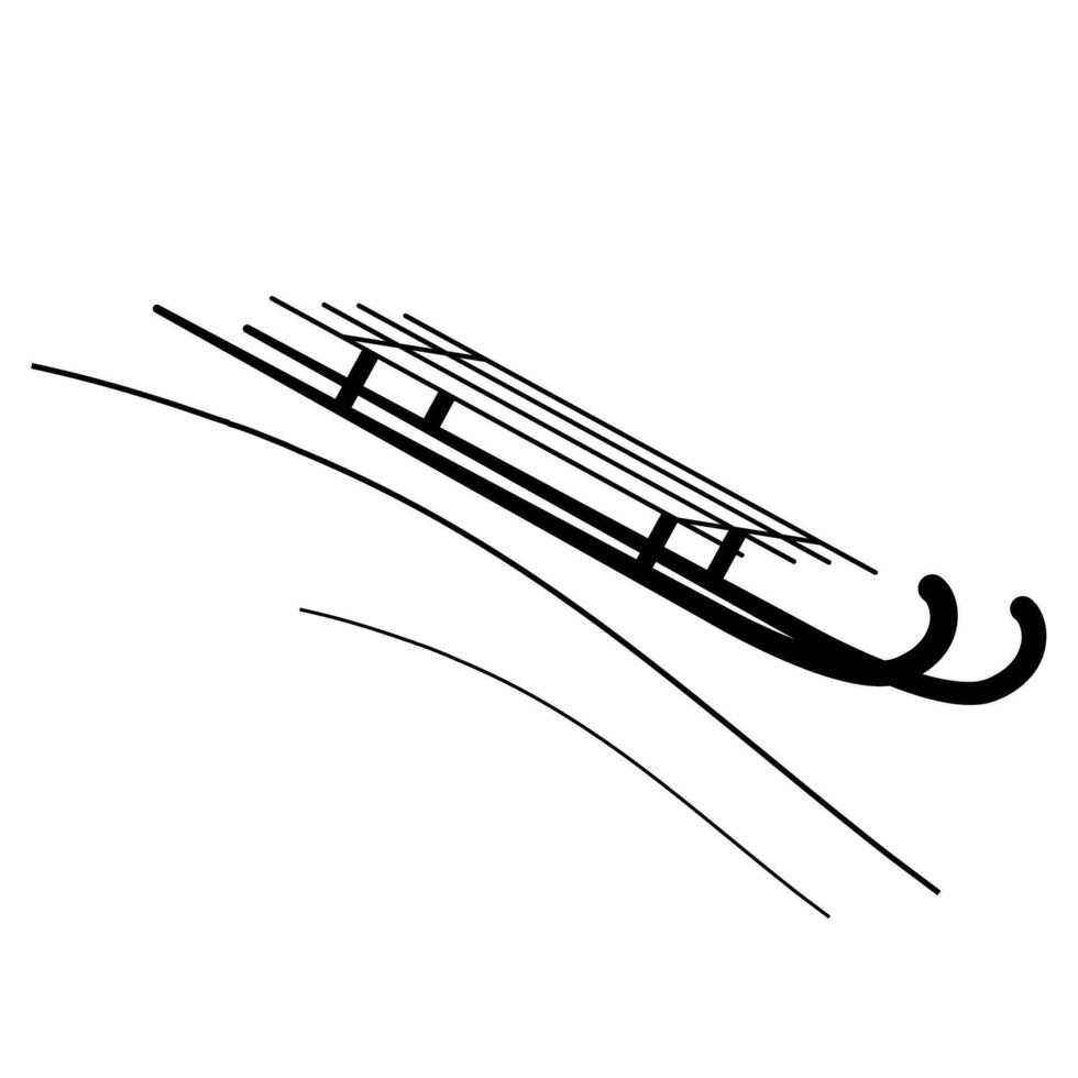 Sleigh black line icon. Simple sled going down illustration. The theme of winter fun, skiing, active recreation. vector