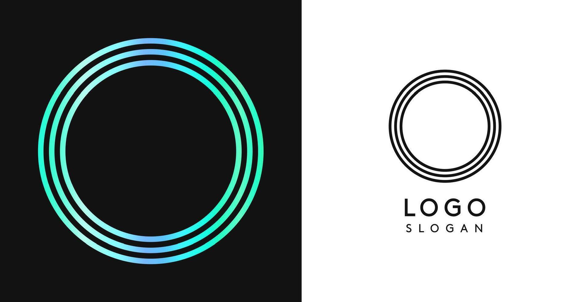 Minimalistic striped letter O, three lines monogram, shiny luxurious metallic gloss color logo for premium brand of jewels, fashion and beauty. Modern retro avant-garde identity. illustration. vector