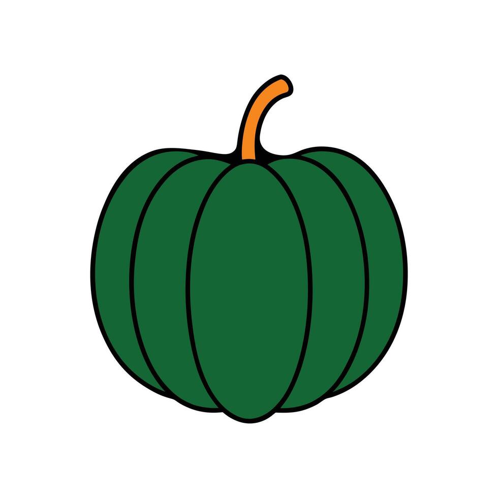Cute Hand-Drawn Green Pumpkin Illustration on White Background vector