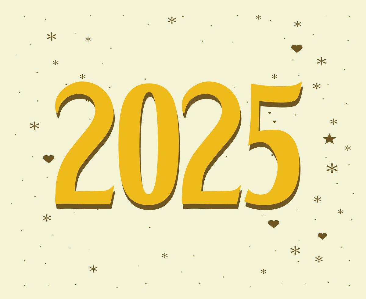 Happy New Year 2025 Holiday Yellow Isolated Festive Celebration Design Abstract Illustration vector