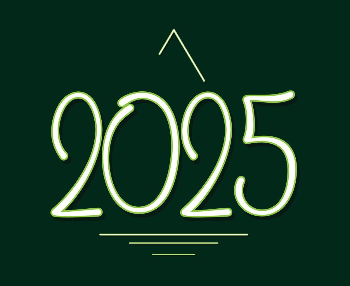 Happy New Year 2025 Holiday Abstract Green Elegant Isolated Design Illustration vector
