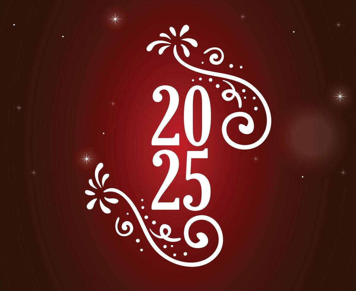 2025 Happy New Year Holiday Design Red And White Festive Elegant Isolated Abstract Illustration vector