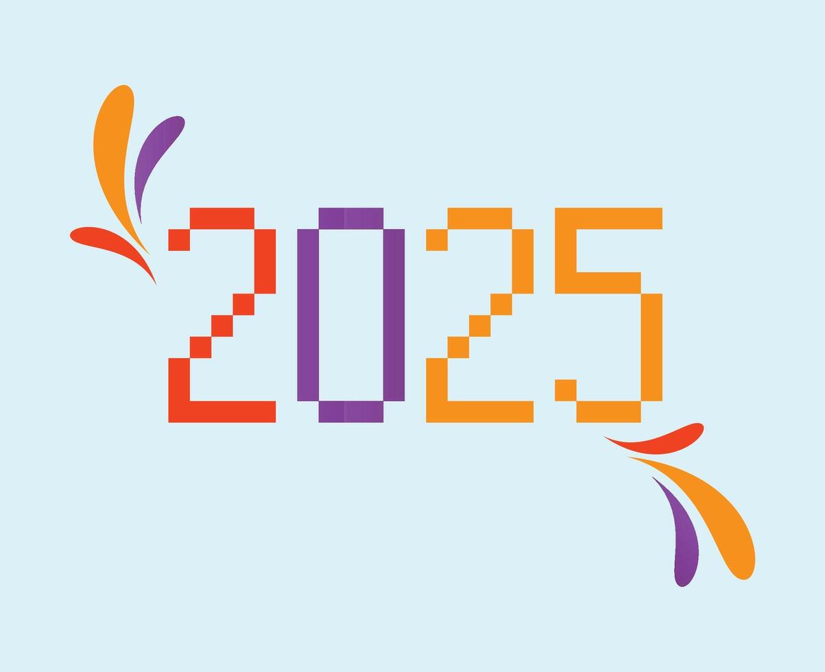 2025 Happy New Year Holiday Purple And Orange Celebration Design Abstract Illustration vector