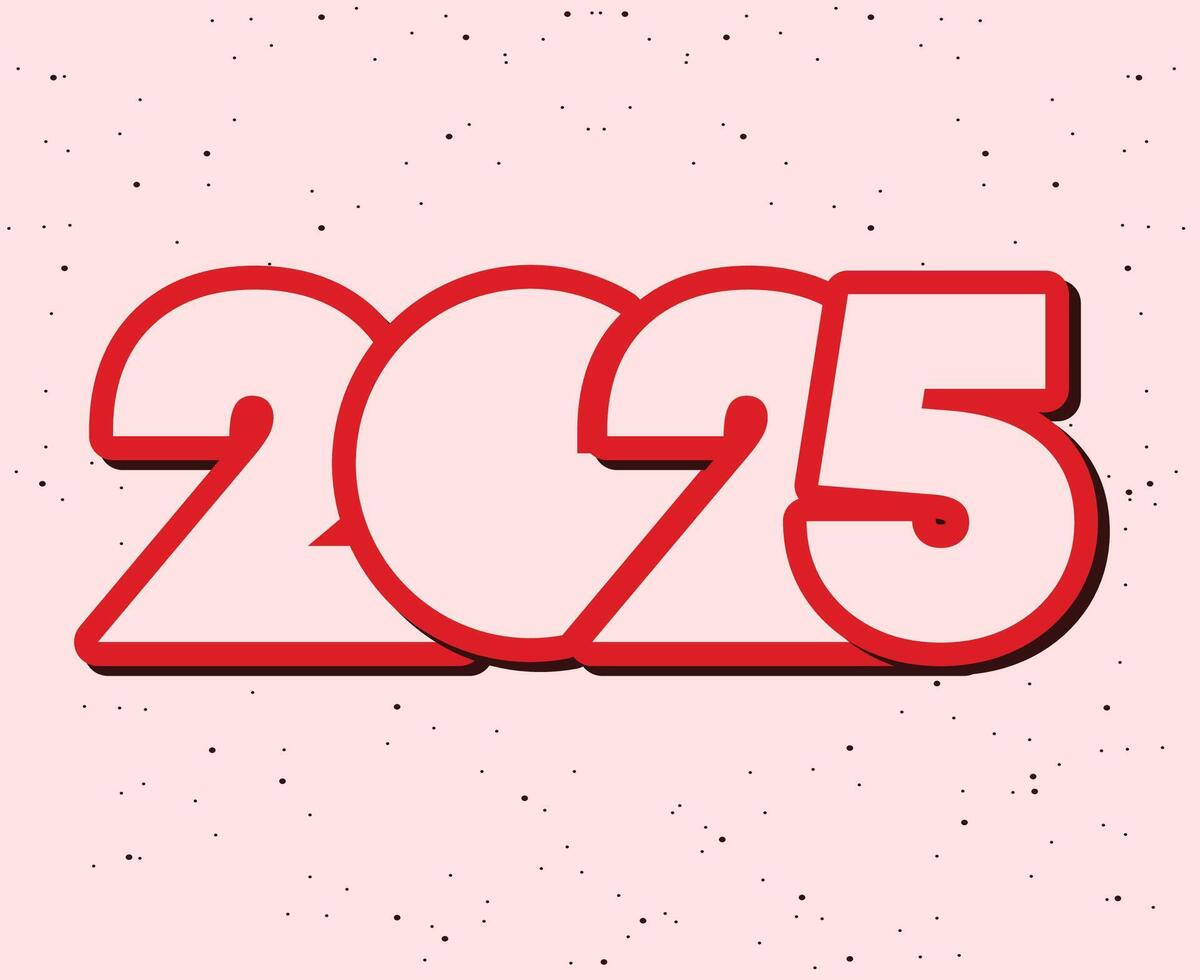 2025 Happy New Year Holiday Abstract Red Festive Isolated Elegant Design Illustration vector