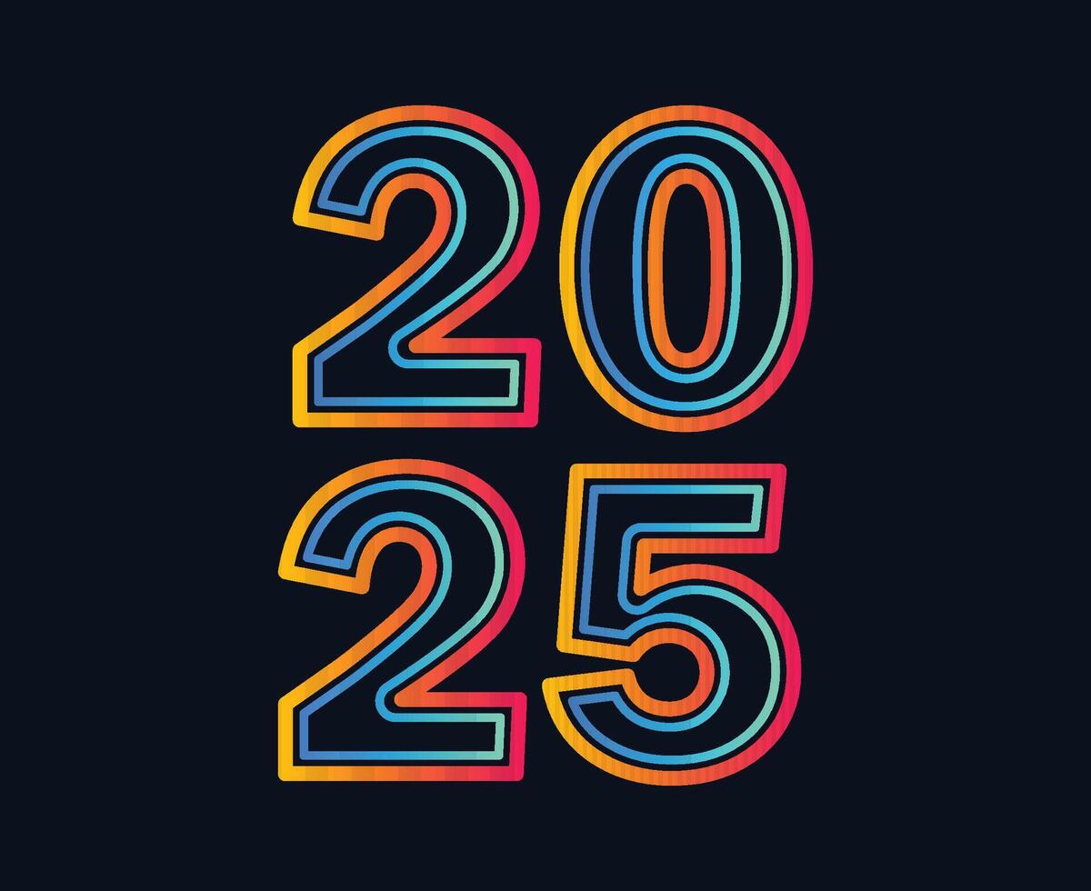 2025 Happy New Year Holiday Design Neon Orange And Blue Festive Elegant Isolated Abstract Illustration vector