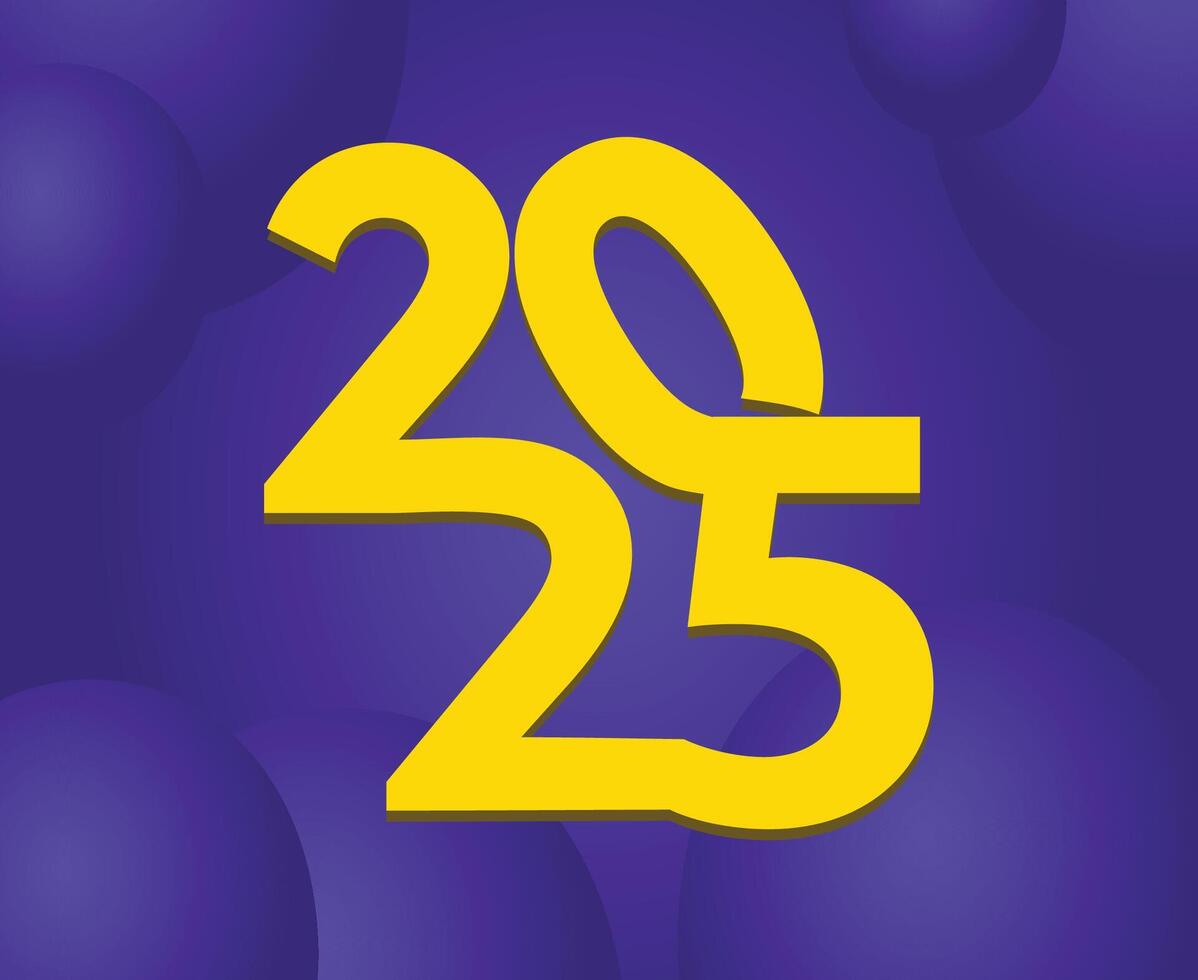 2025 Happy New Year Holiday Abstract Purple And Yellow Elegant Isolated Design Illustration vector