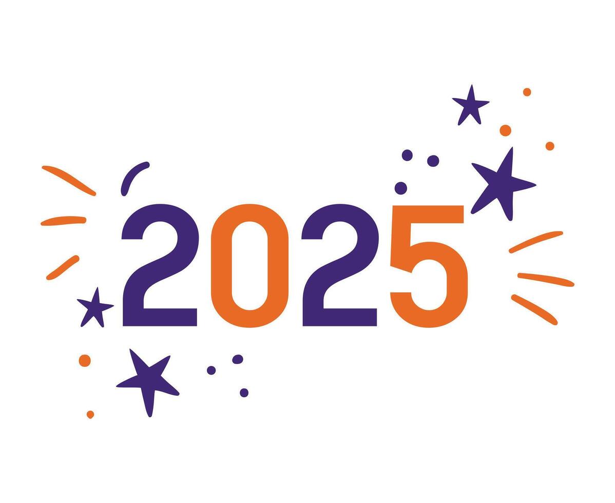 Happy New Year 2025 Holiday Purple And Orange Isolated Festive Celebration Design Abstract Illustration vector