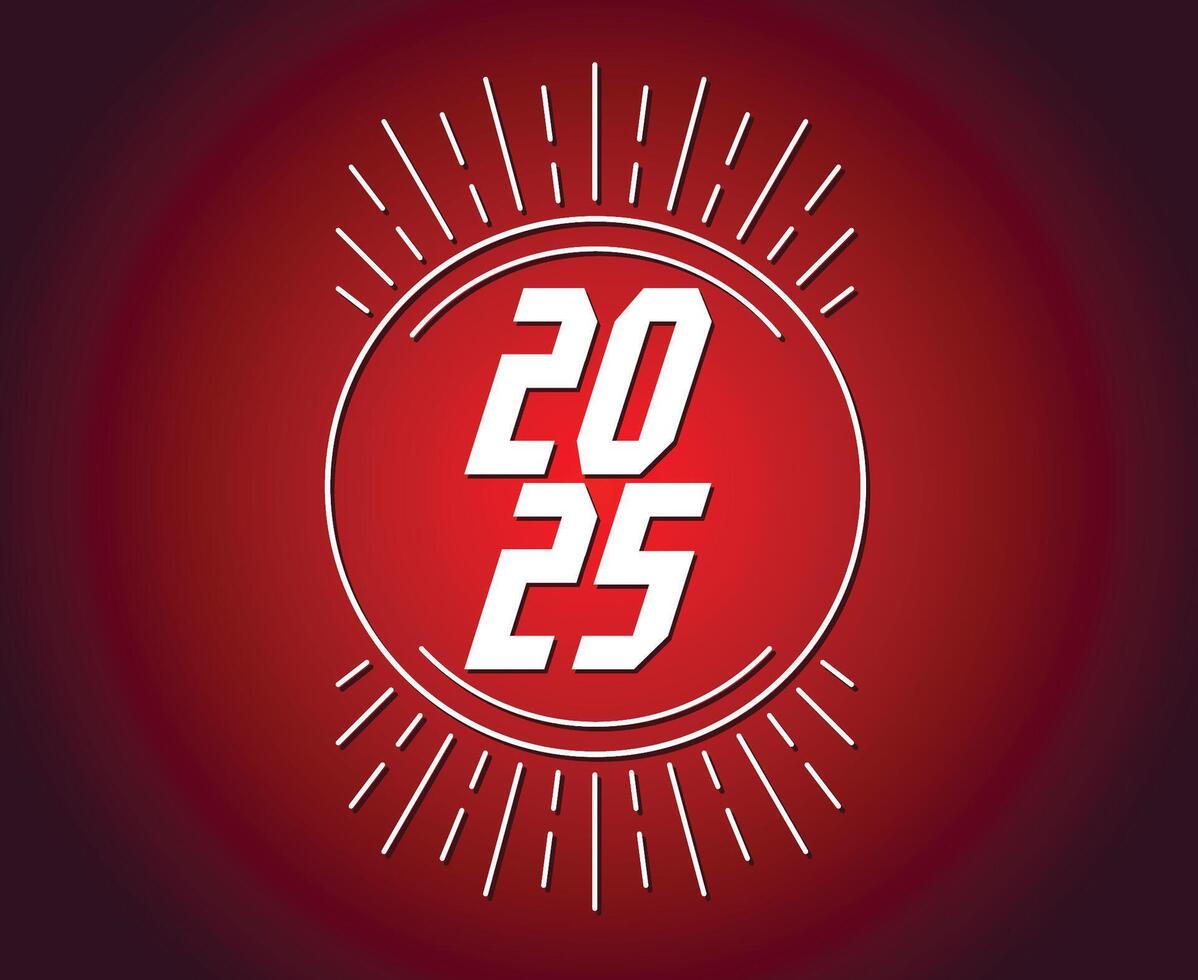 2025 Happy New Year Holiday Abstract Red And White Elegant Isolated Design Illustration vector