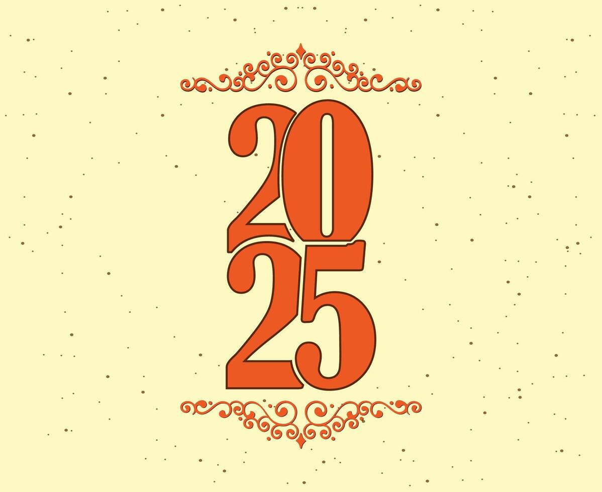 2025 Happy New Year Holiday Abstract Orange Isolated Elegant Design Illustration vector