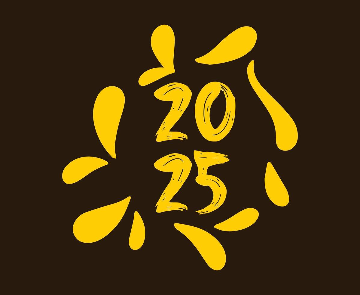 2025 Happy New Year Holiday Brown And Yellow Festive Celebration Design Abstract Illustration vector