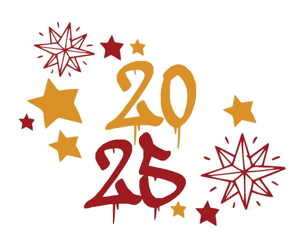 2025 Happy New Year Holiday Red And Yellow Isolated Festive Celebration Design Abstract Illustration vector
