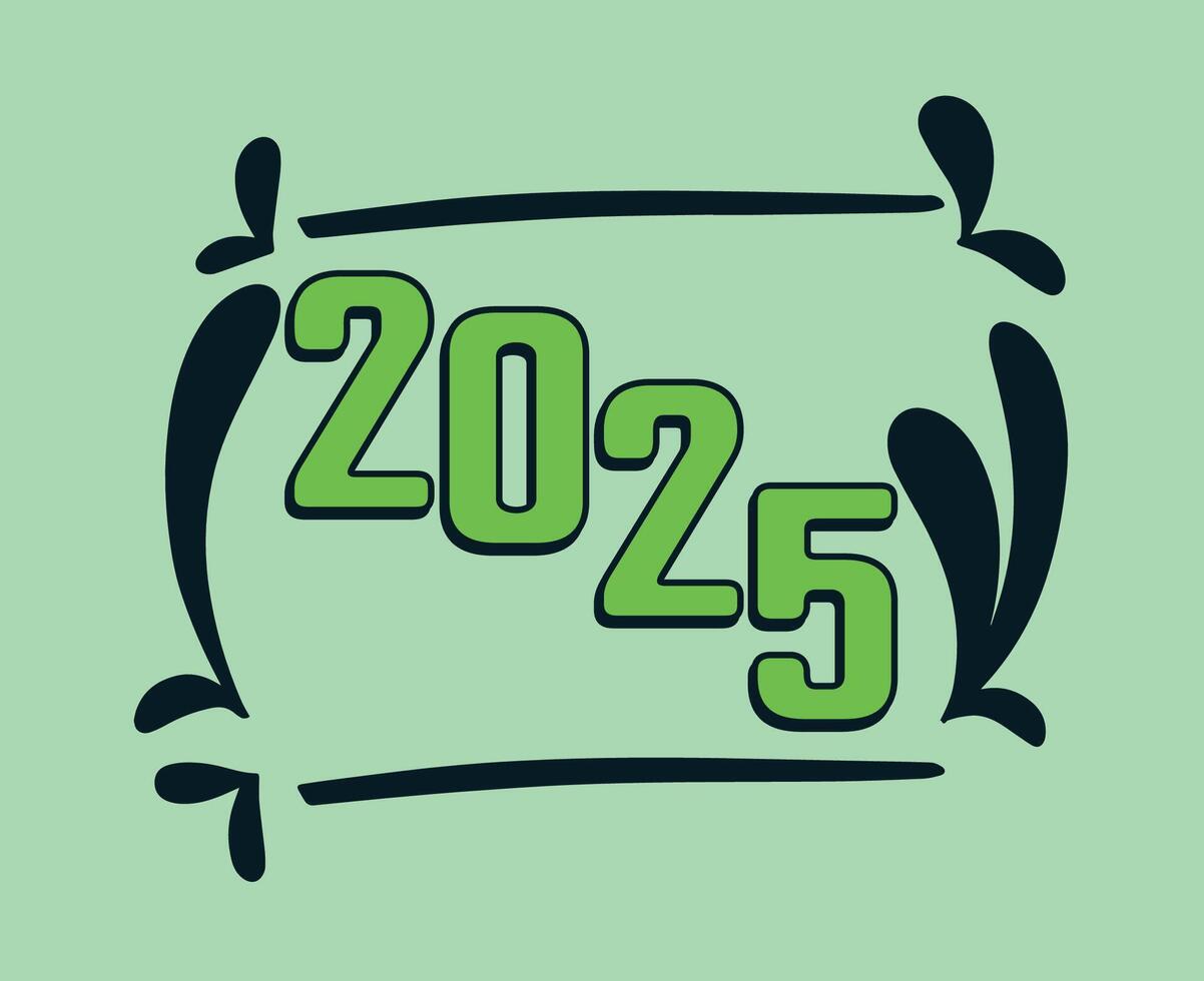Happy New Year 2025 Holiday Abstract Green and Blue Festive Elegant Isolated Design Illustration vector