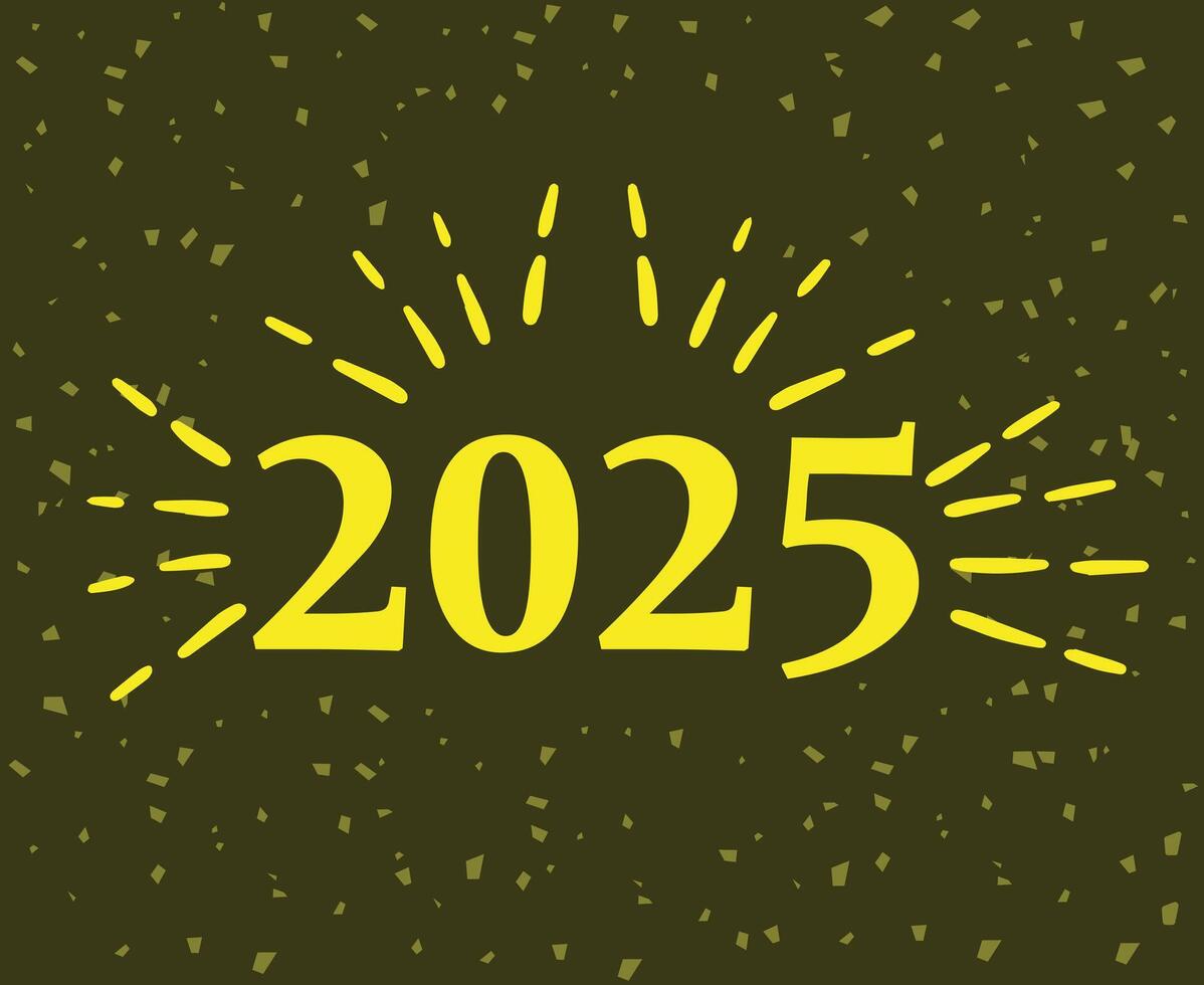 2025 Happy New Year Holiday Yellow Isolated Festive Celebration Design Abstract Illustration vector