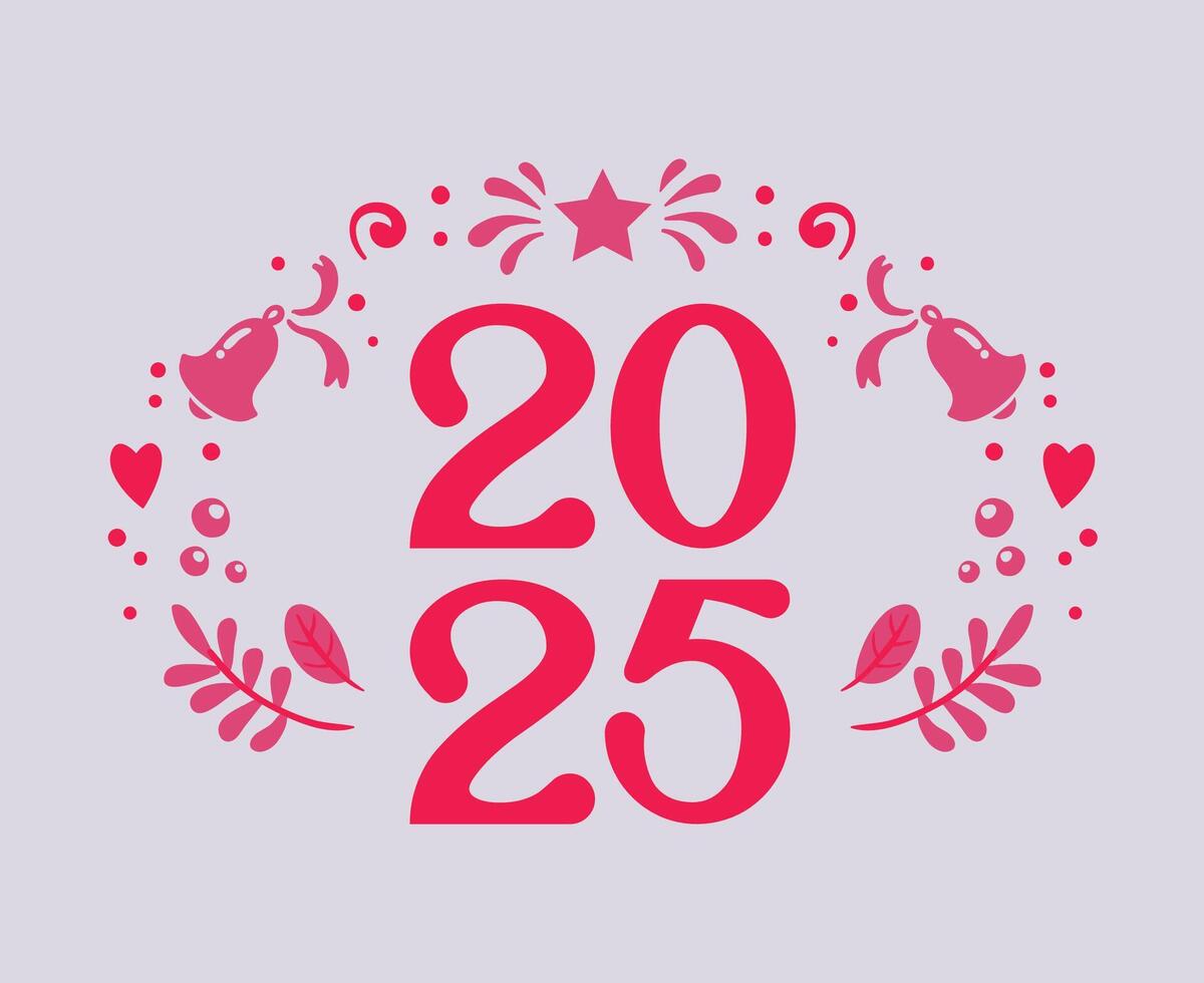 2025 Happy New Year Holiday Design Pink Festive Elegant Isolated Abstract Illustration vector