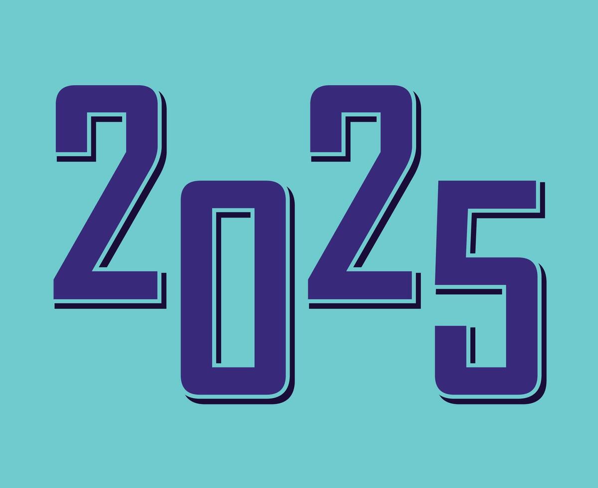 Happy New Year 2025 Holiday Abstract Blue And Cyan Elegant Isolated Design Illustration vector