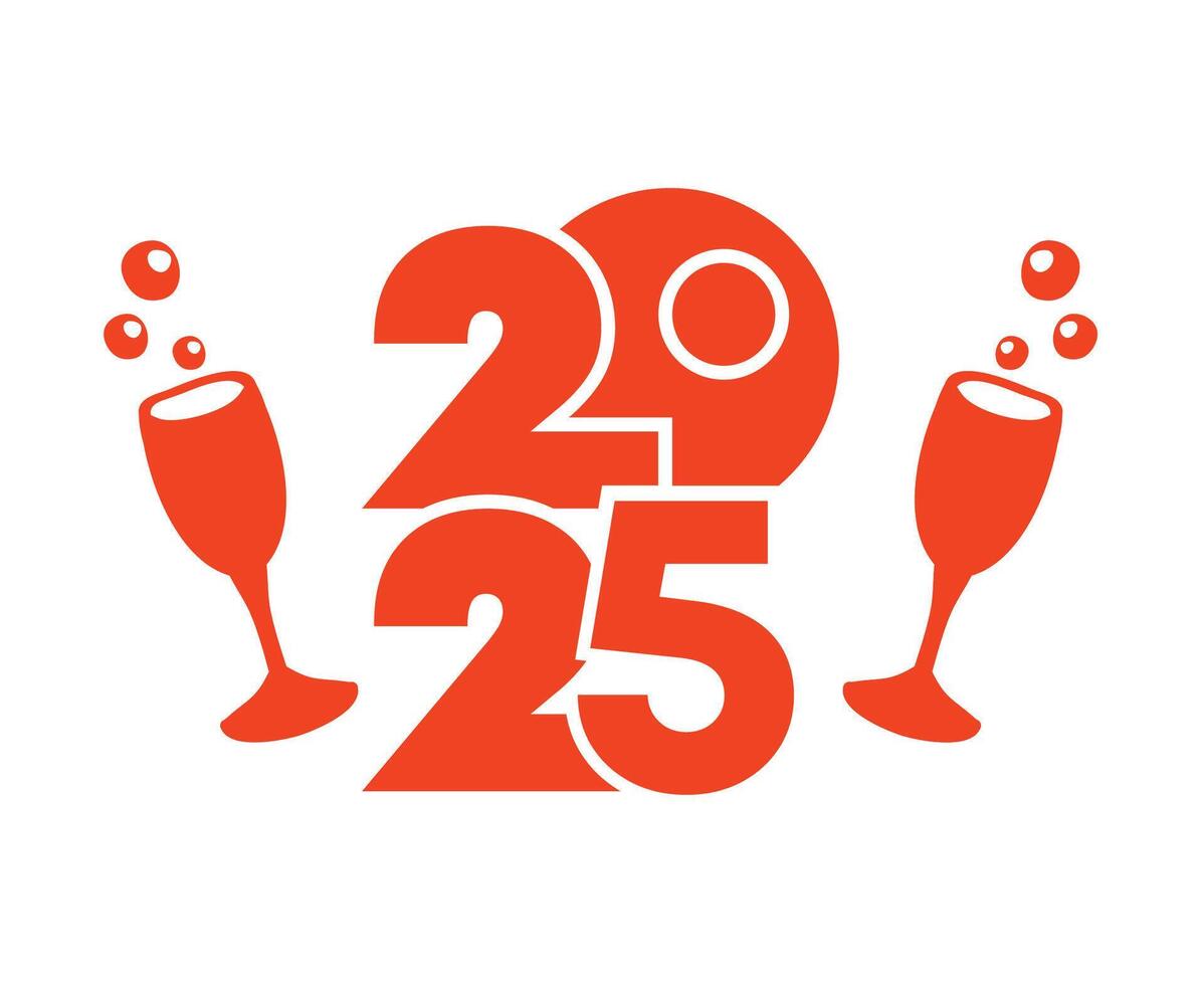 2025 Happy New Year Holiday Abstract Orange Elegant Isolated Design Illustration vector