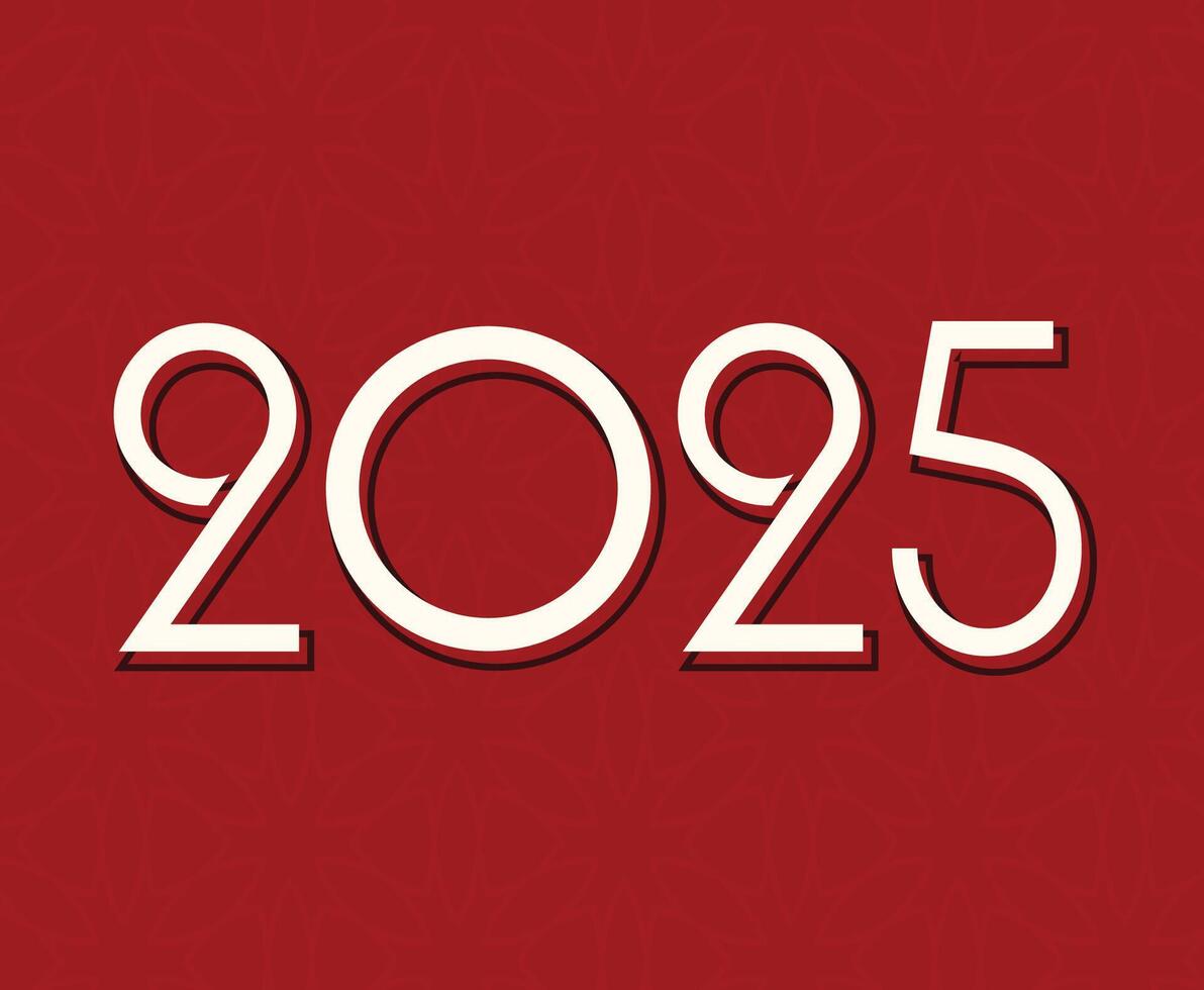 2025 Happy New Year Holiday Abstract Red And White Isolated Elegant Design Illustration vector