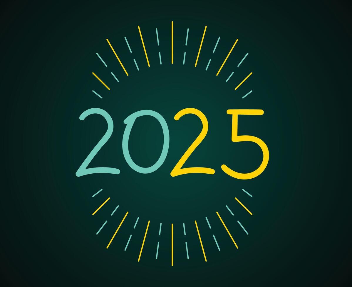 2025 Happy New Year Holiday Yellow And Green Design Abstract Illustration vector
