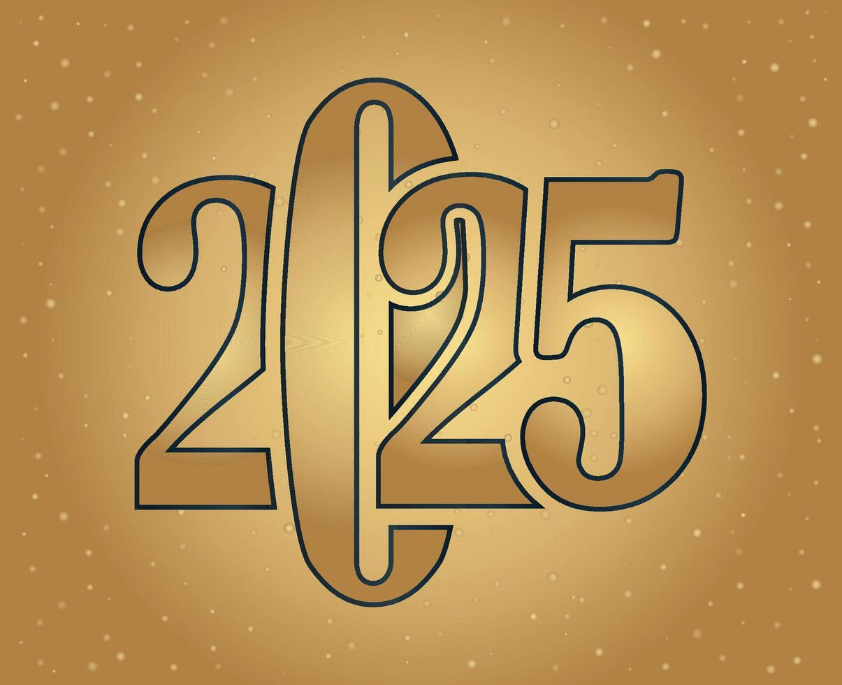 Happy New Year 2025 Holiday Abstract Gold Festive Elegant Isolated Design Illustration vector