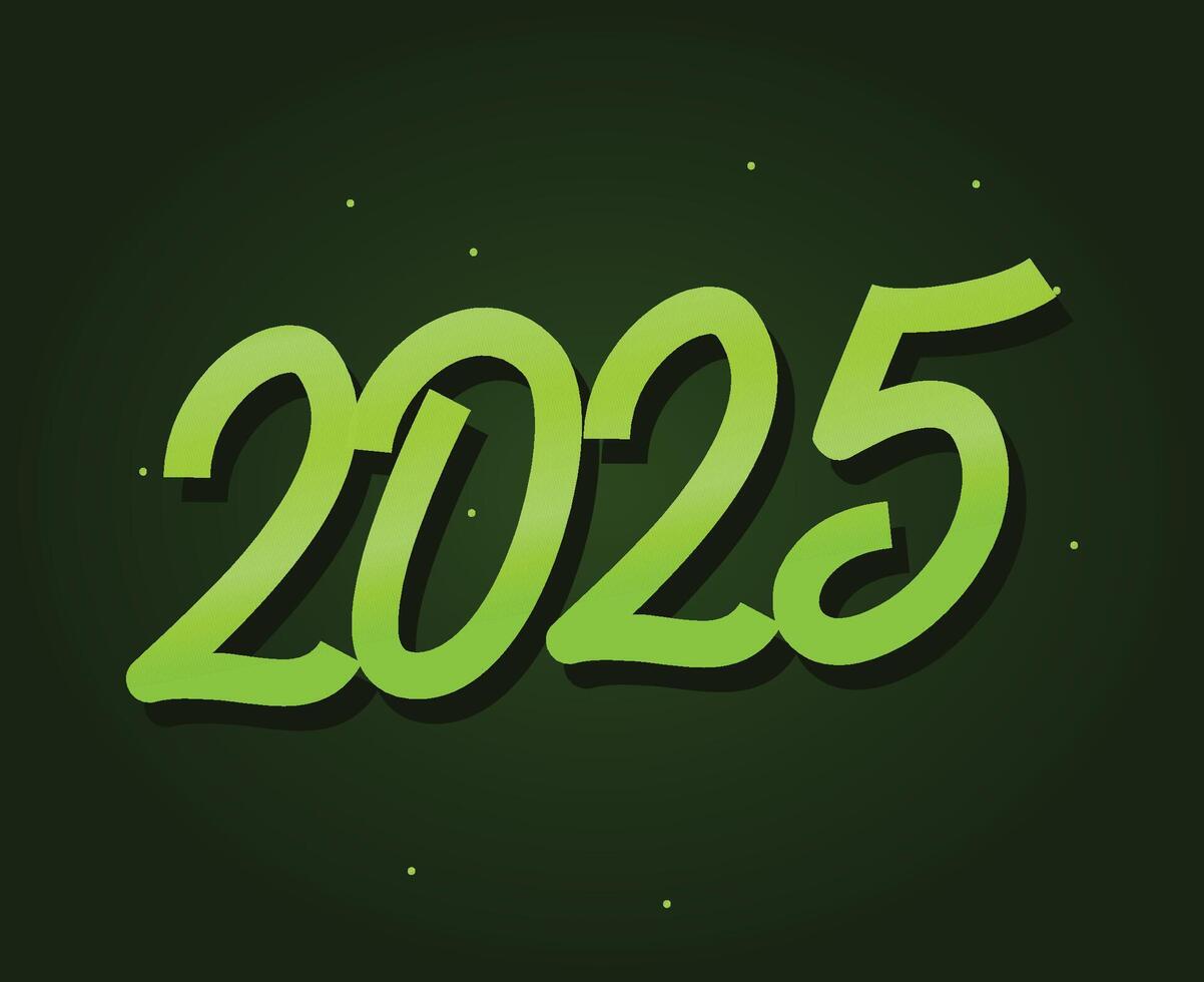 Happy New Year 2025 Holiday Design Green Elegant Isolated Abstract Illustration vector