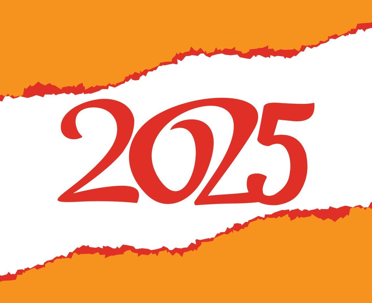 2025 Happy New Year Holiday Abstract Orange Festive Isolated Elegant Design Illustration vector