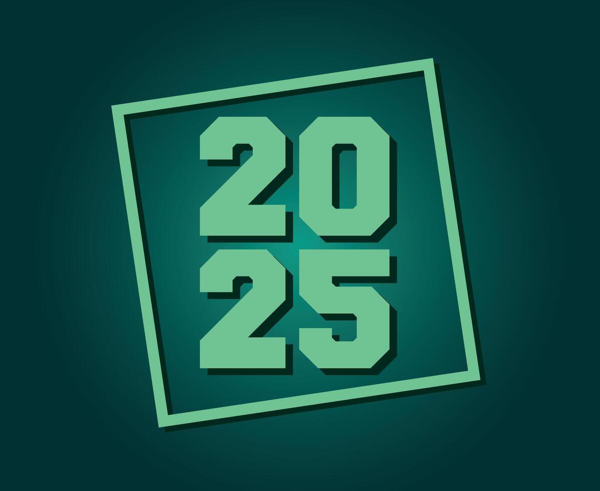 2025 Happy New Year Holiday Green Isolated Elegant Abstract Illustration vector