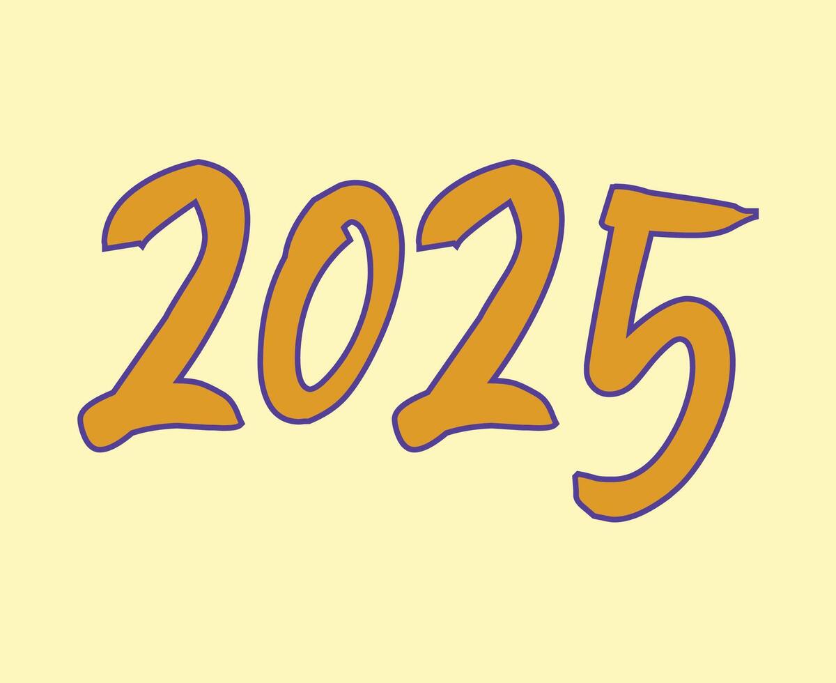 Happy New Year 2025 Holiday Yellow And Purple Design Festive Abstract Illustration vector