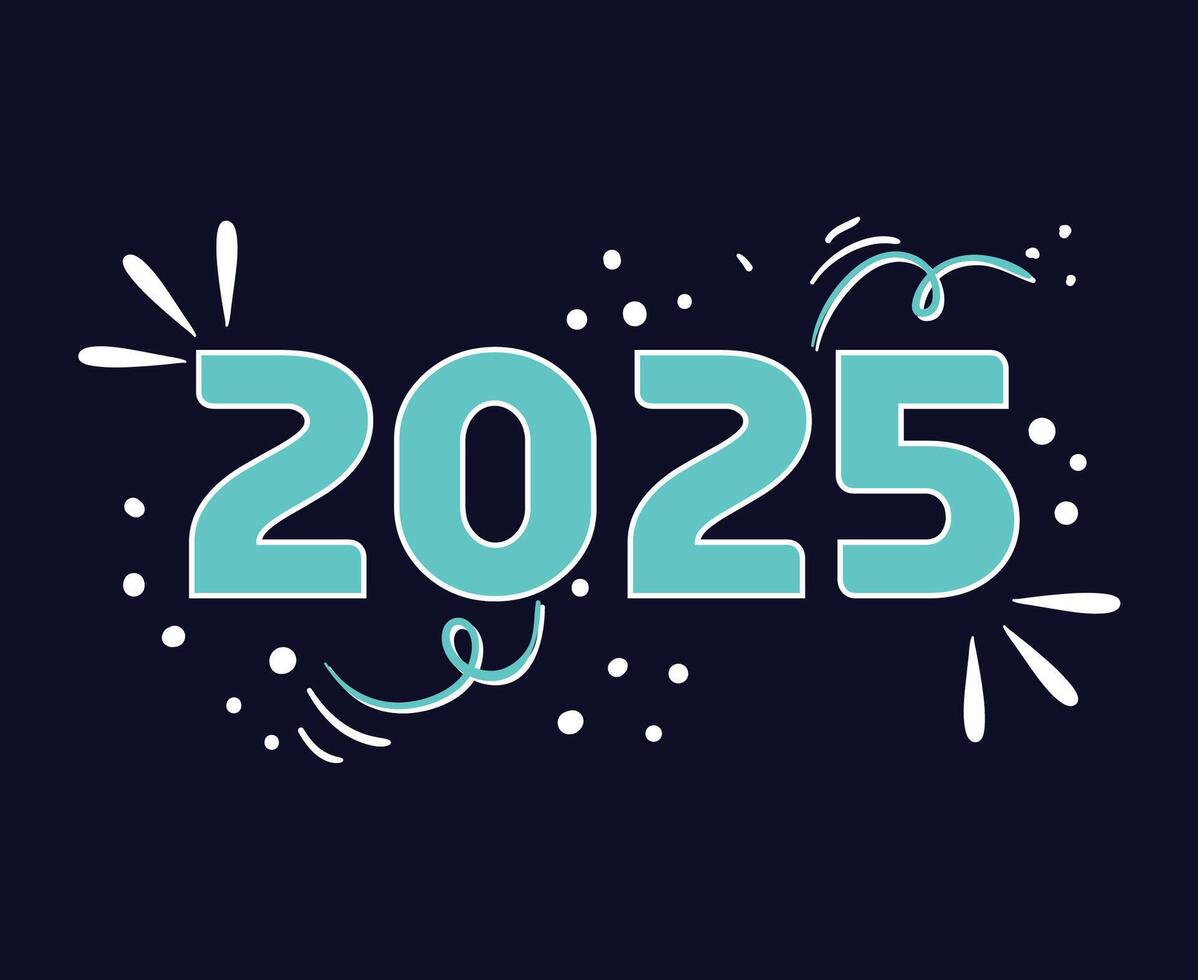 Happy New Year 2025 Holiday Blue Festive Isolated Celebration Design Abstract Illustration vector