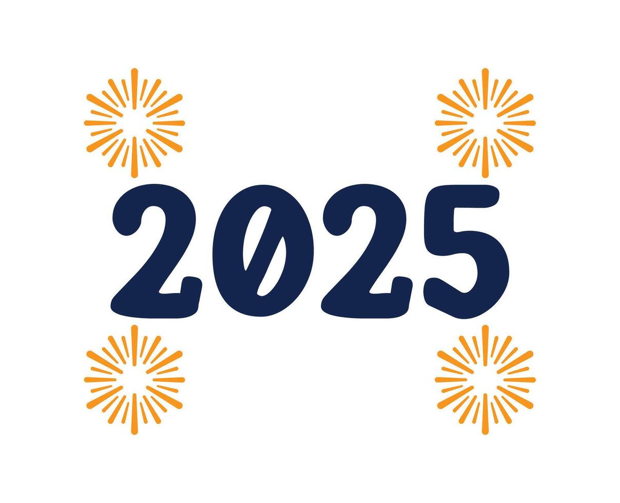Happy New Year 2025 Holiday Orange And Blue Festive Design Abstract Illustration vector