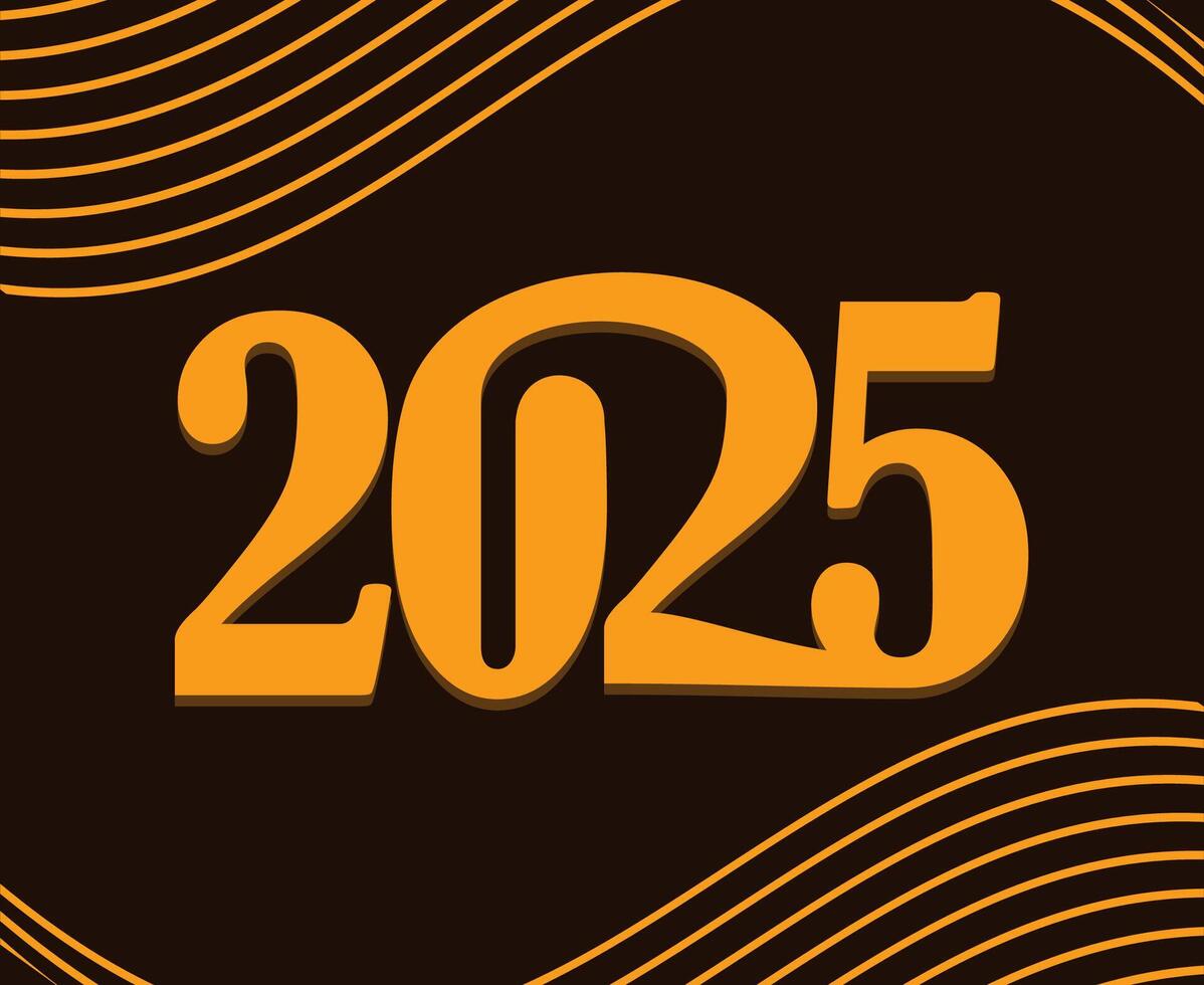 2025 Happy New Year Holiday Abstract Orange And Brown Isolated Elegant Design Illustration vector