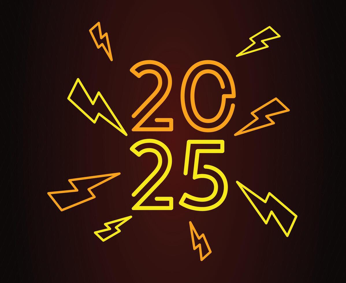 2025 Happy New Year Holiday Orange And Yellow Isolated Festive Celebration Design Abstract Illustration vector