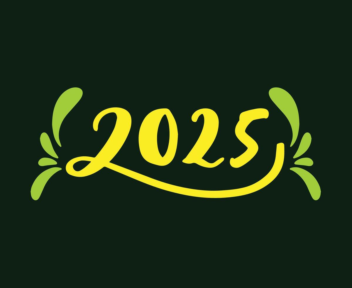 2025 Happy New Year Holiday Green And Yellow Festive Celebration Design Abstract Illustration vector