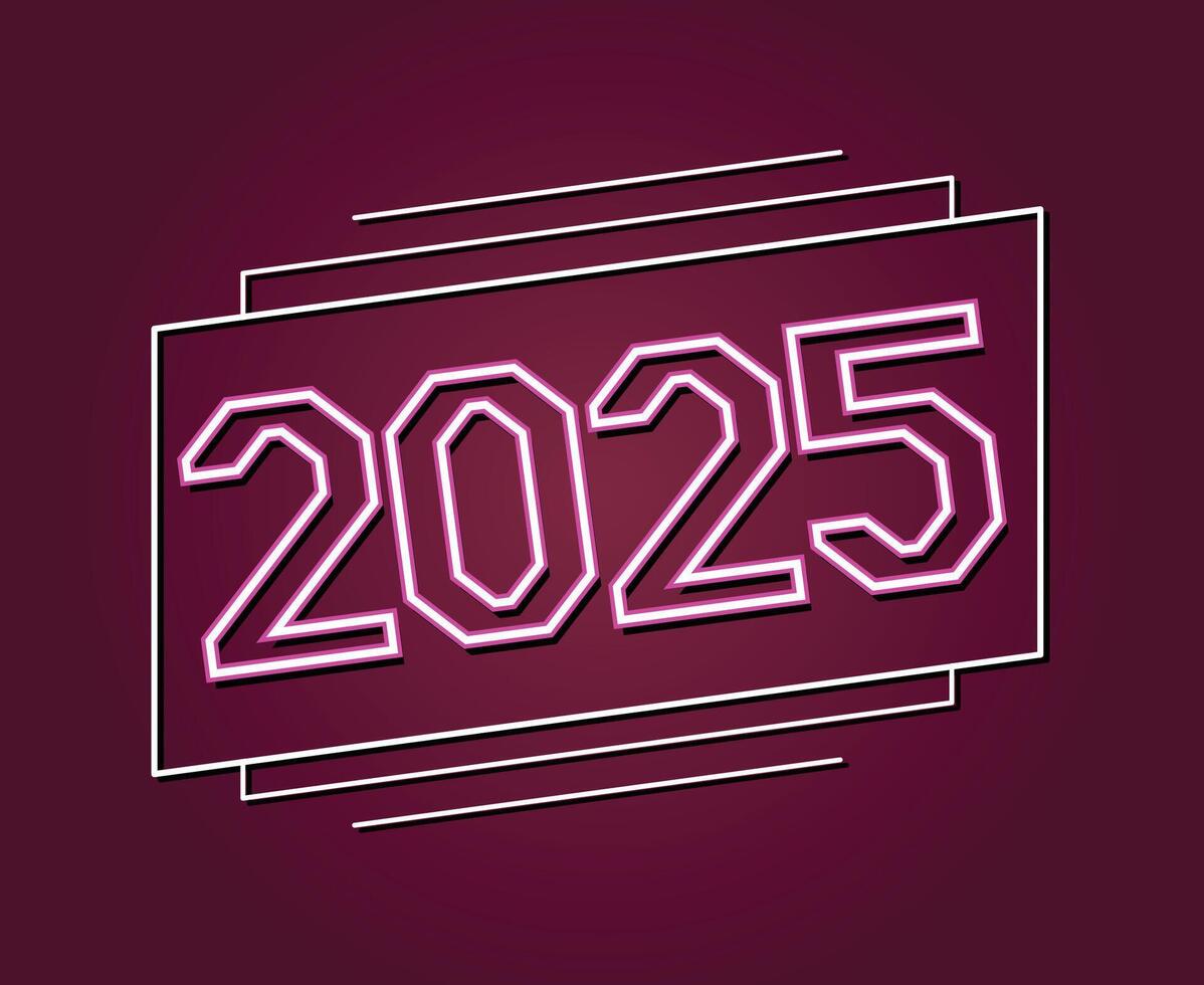 Happy New Year 2025 Holiday Abstract Neon Elegant Isolated Design Illustration With Purple Background vector