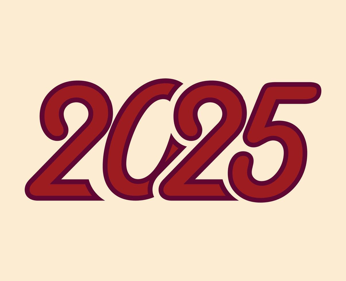 2025 Happy New Year Holiday Abstract Maroon Isolated Elegant Design Illustration vector