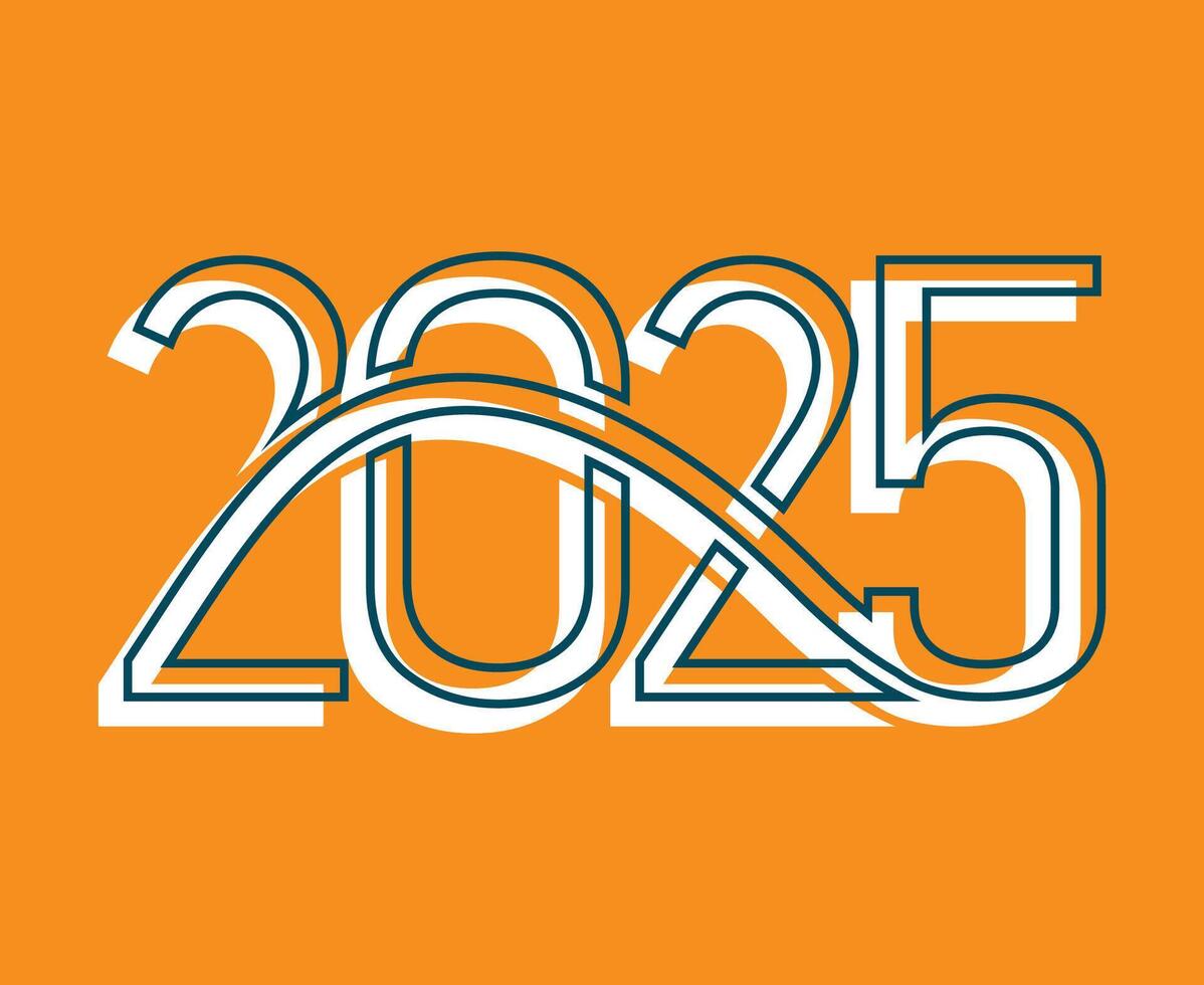 2025 Happy New Year Holiday Abstract Isolated Elegant Design Illustration With Orange Background vector
