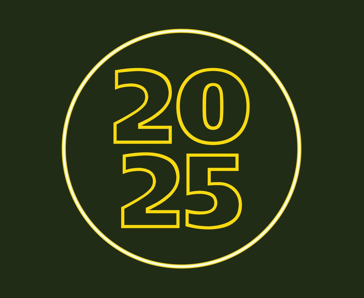 2025 Happy New Year Holiday Green And Yellow Celebration Design Abstract Illustration vector
