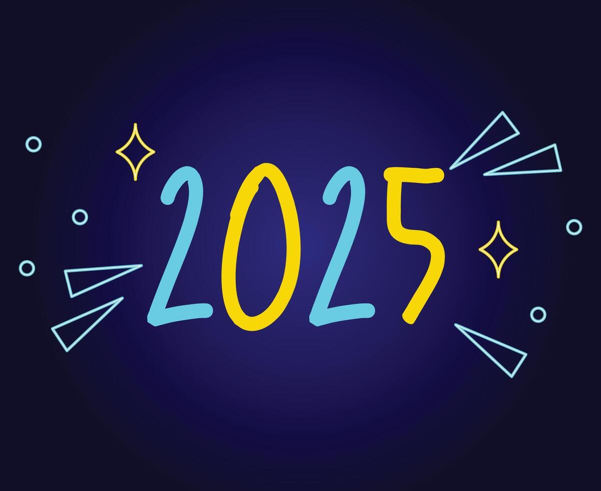 2025 Happy New Year Holiday Design Neon Elegant Isolated Abstract Illustration vector