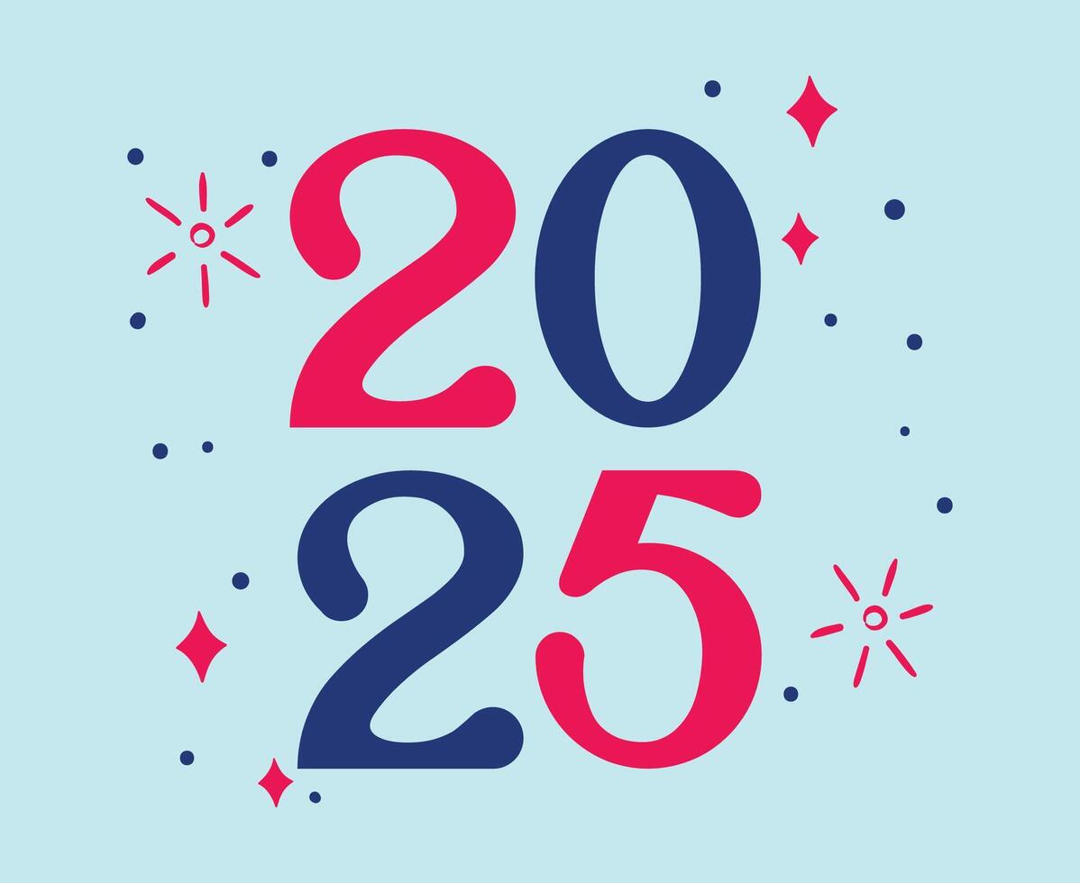 2025 Happy New Year Holiday Abstract Pink and Blue Festive Elegant Isolated Design Illustration vector