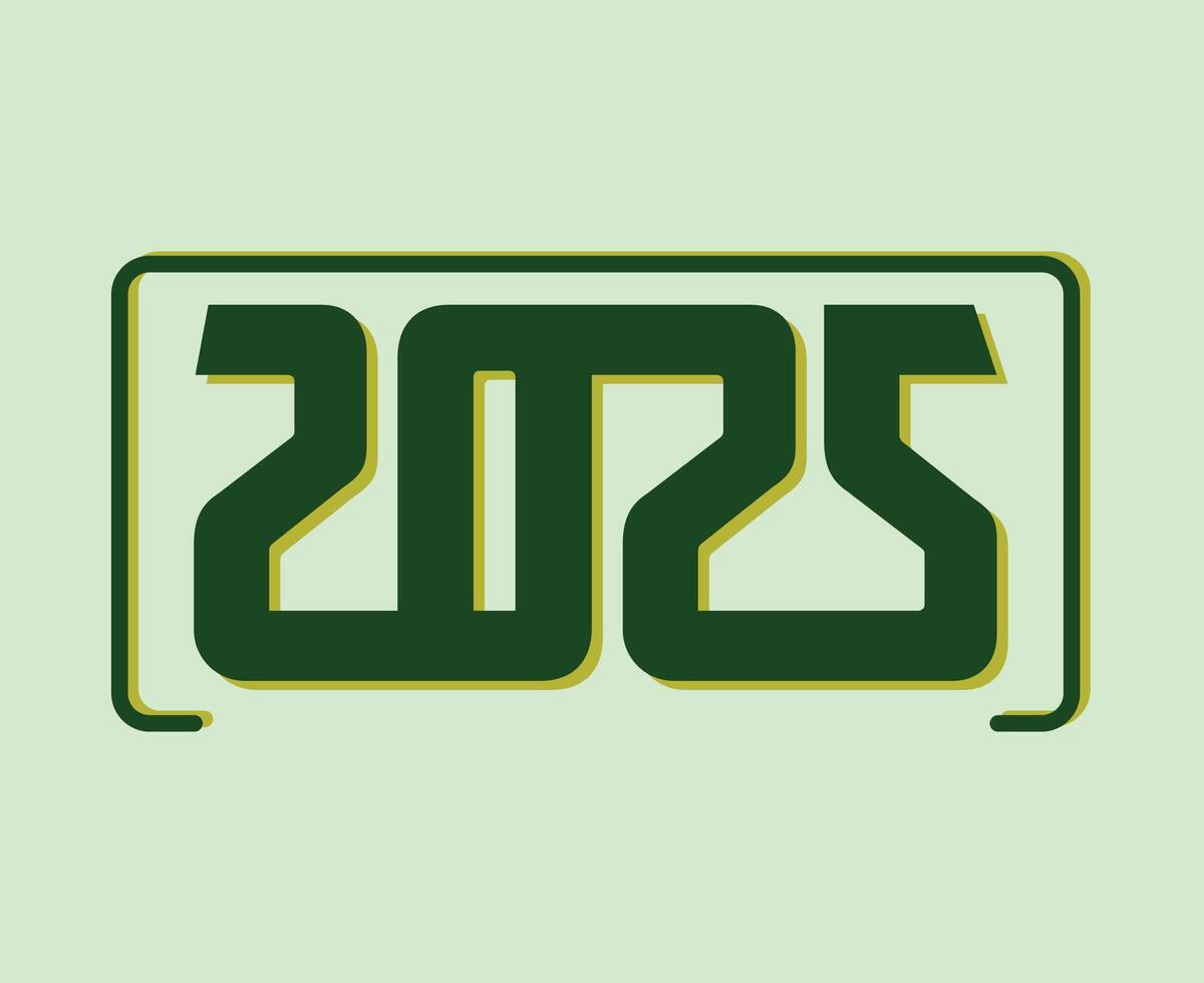 2025 Happy New Year Holiday Abstract Green and Yellow Festive Elegant Isolated Design Illustration vector