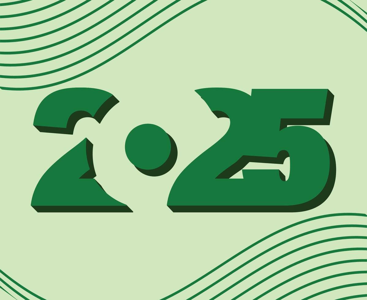 2025 Happy New Year Holiday Abstract Green Isolated Elegant Design Illustration vector